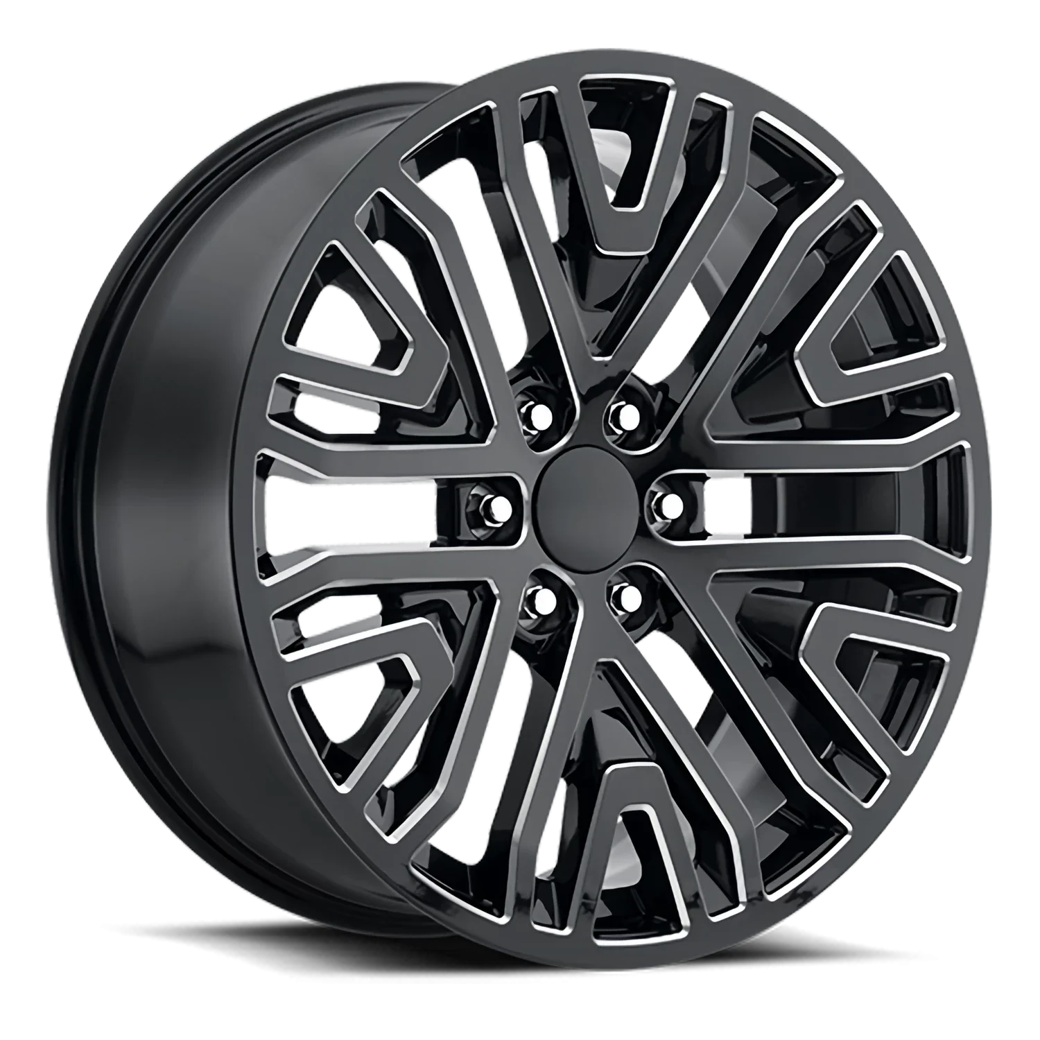 Factory Reproductions FR 93 GMC Mesh Split 6 Spk Replica GB-M 22x9 6x139.7 +28 Black