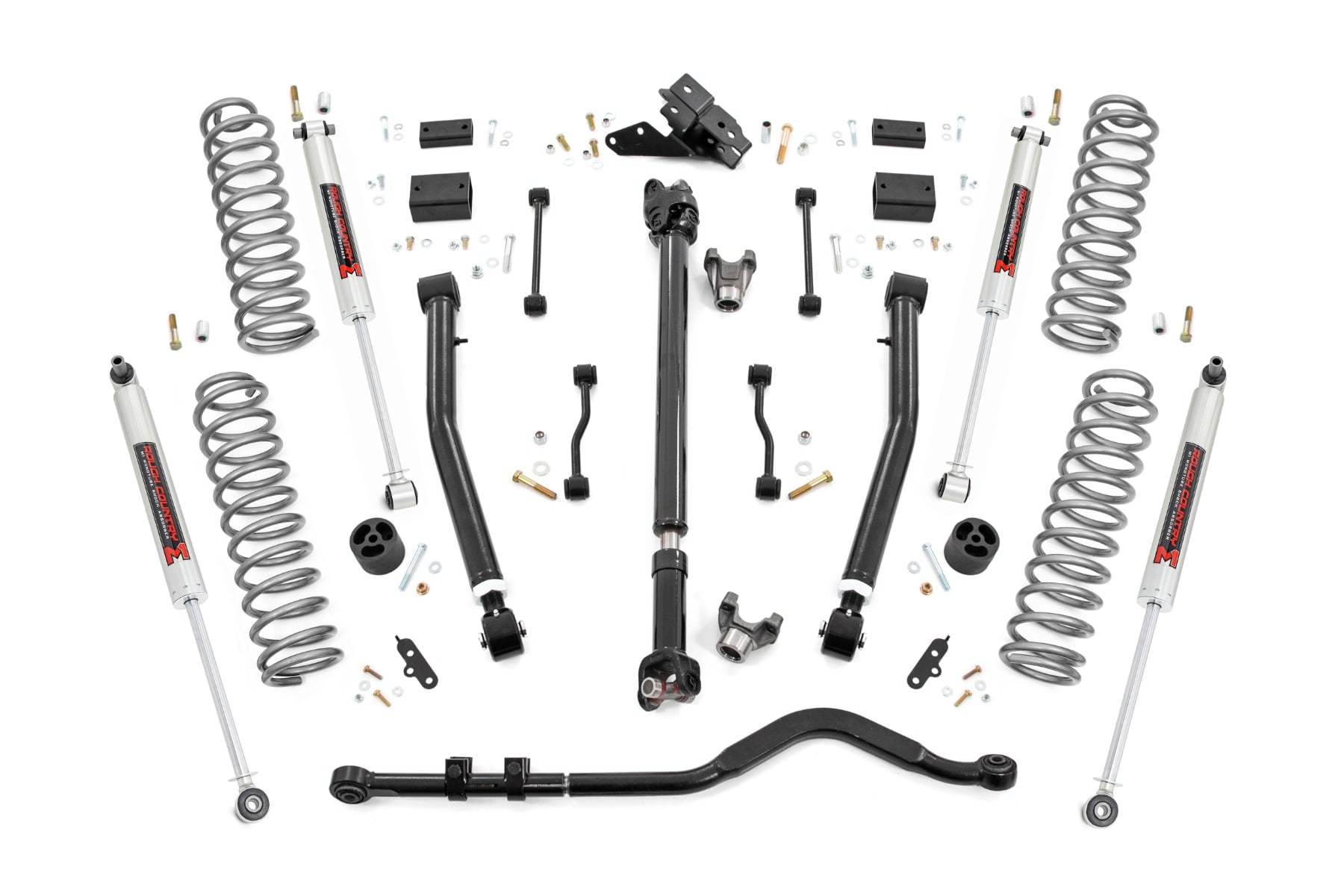 Rough Country 3.5 Inch Lift Kit Adj LCA FR D/S M1 Jeep Wrangler JL Rubicon (18-23)